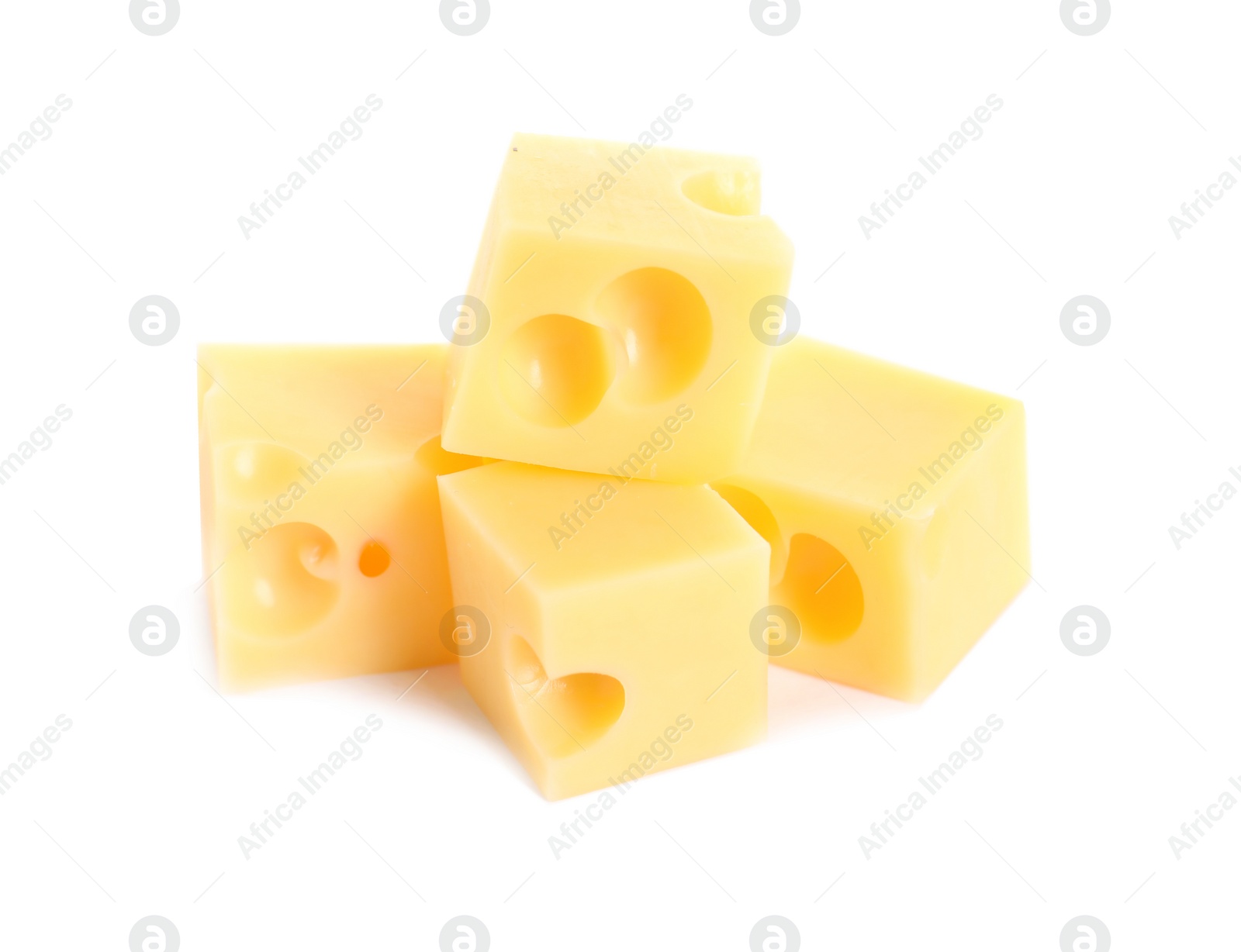 Photo of Cut fresh delicious cheese isolated on white