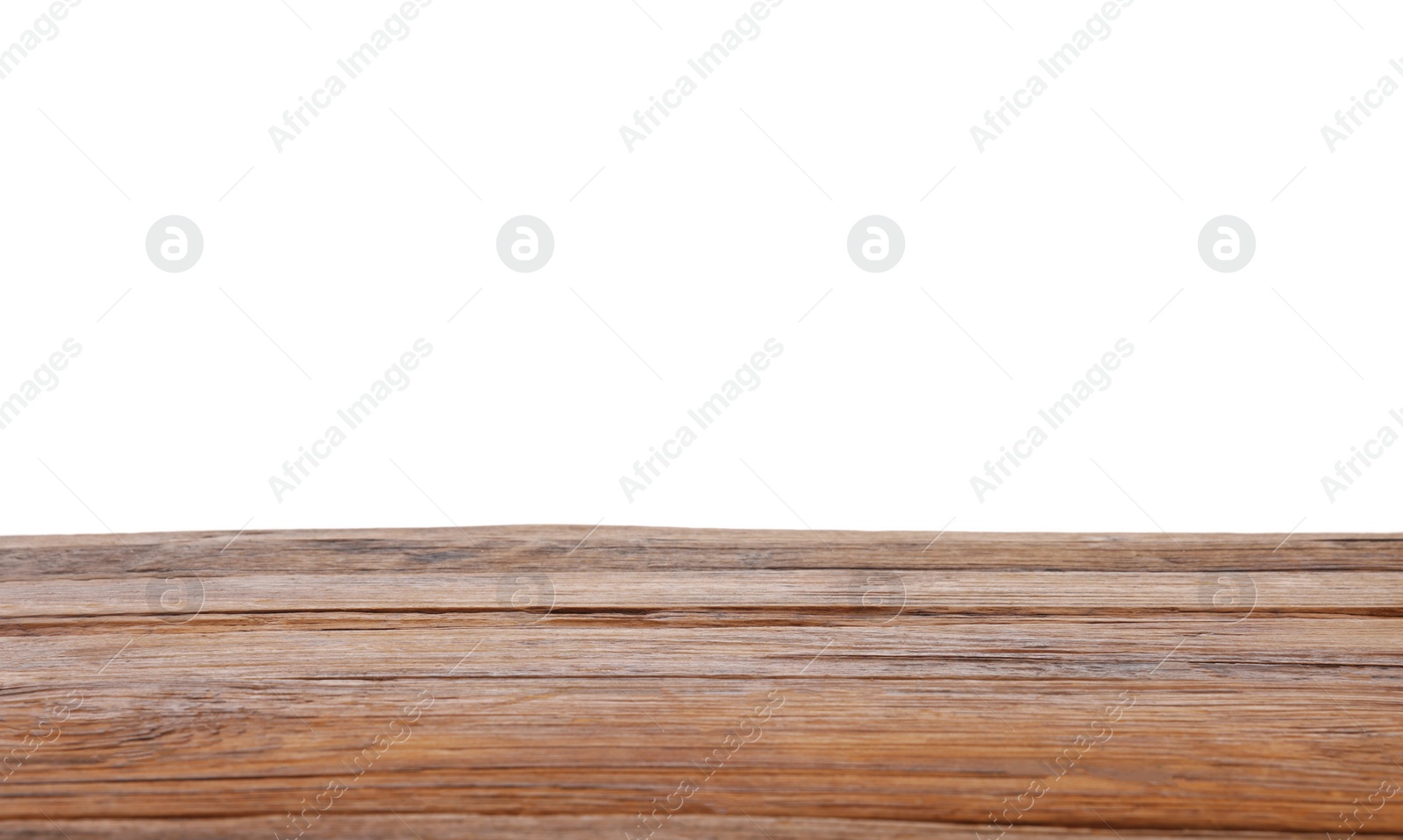 Photo of Empty brown wooden table isolated on white