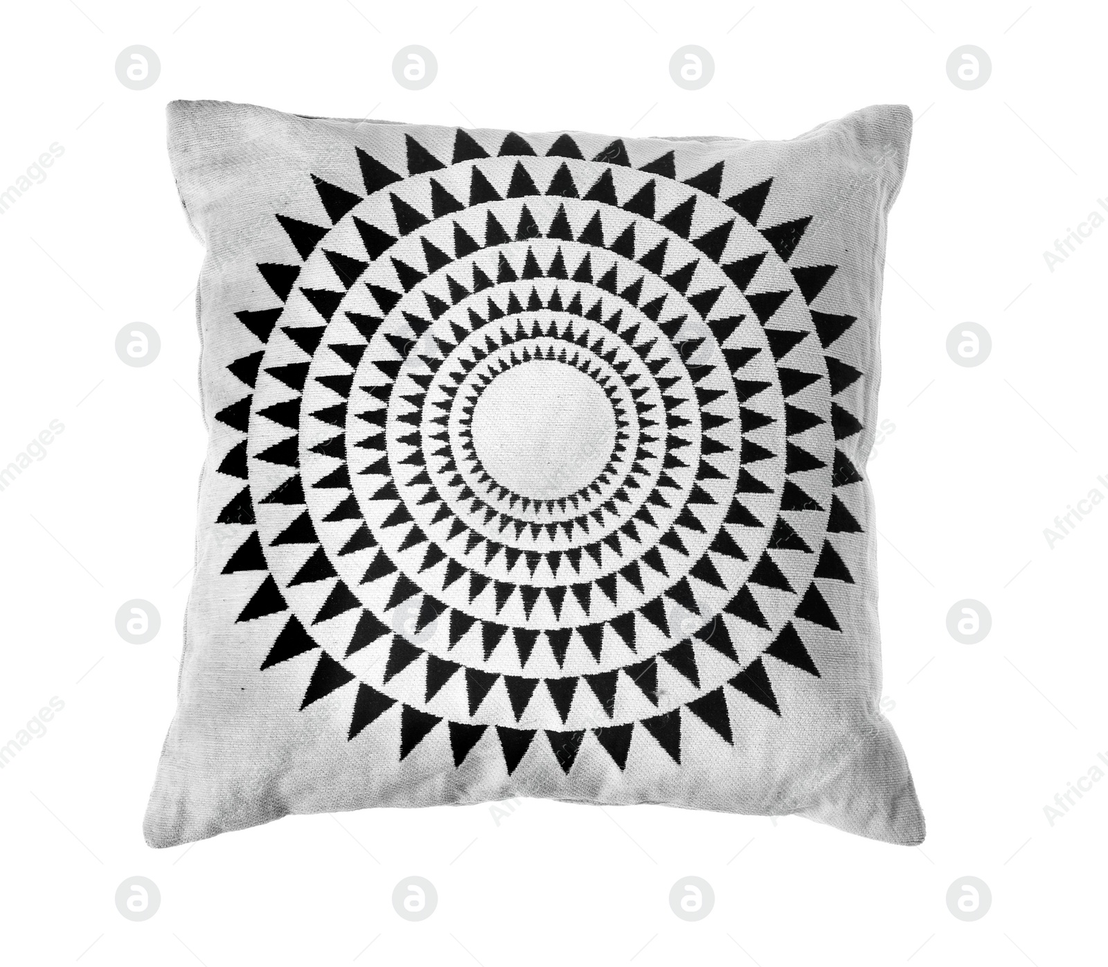 Photo of Soft decorative pillow on white background