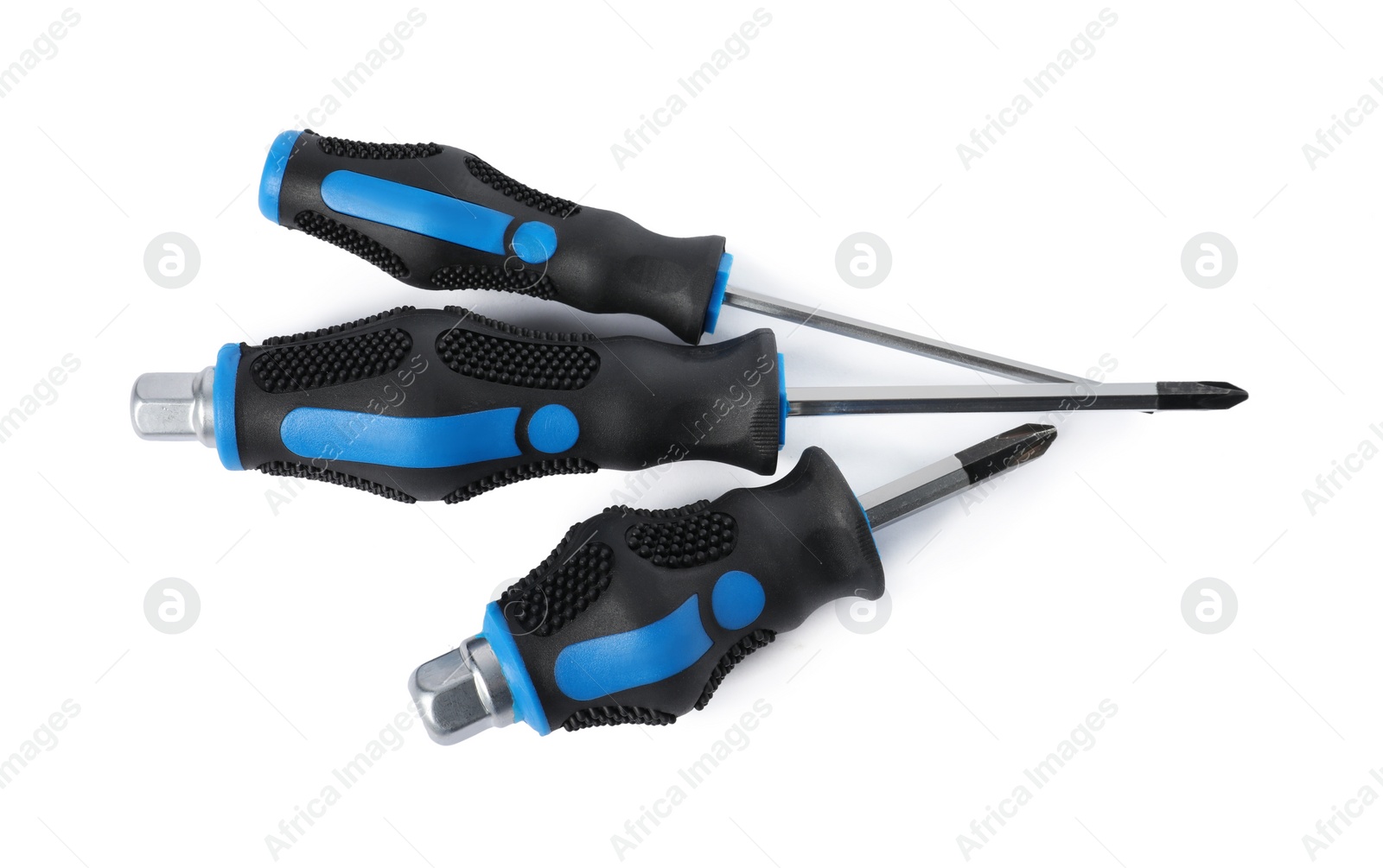 Photo of Set of screwdrivers isolated on white, top view