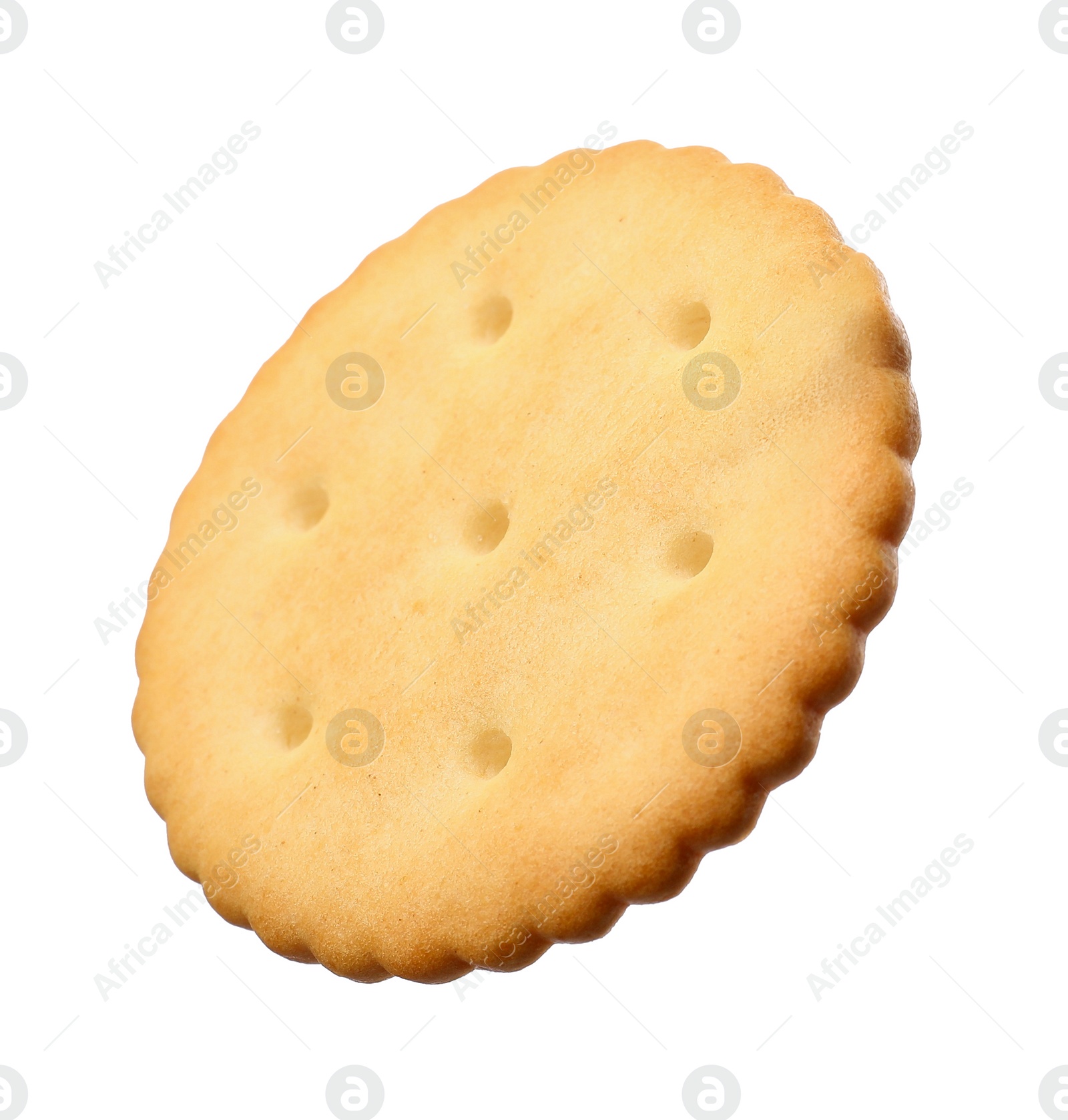 Photo of Tasty crispy round cracker isolated on white