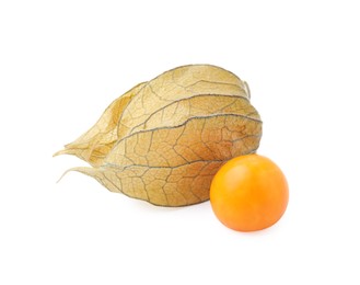 Fresh ripe physalis fruits isolated on white