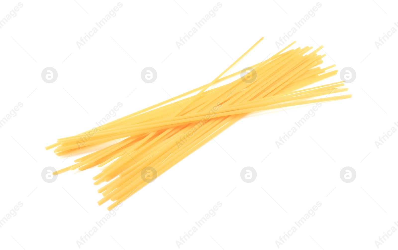 Photo of Raw spaghetti pasta isolated on white. Italian cuisine