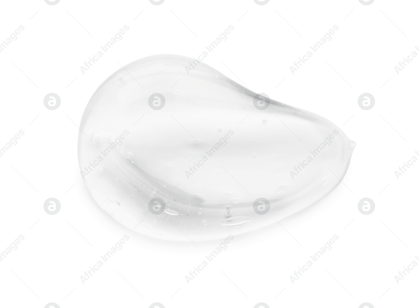 Photo of Sample of clear cosmetic gel isolated on white, top view