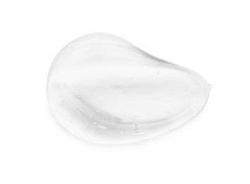 Photo of Sample of clear cosmetic gel isolated on white, top view