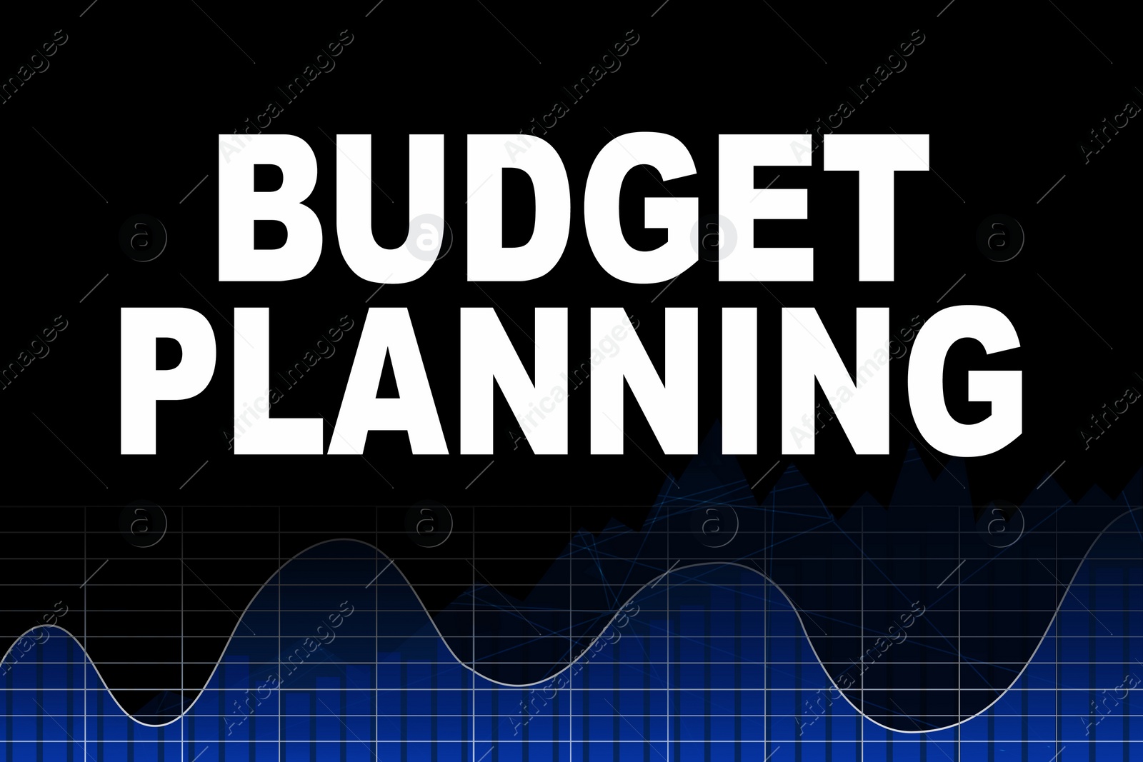 Illustration of Words Budget Planning and graph on color background