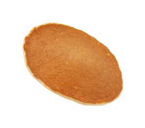 Photo of One fresh pancake isolated on white. Tasty breakfast