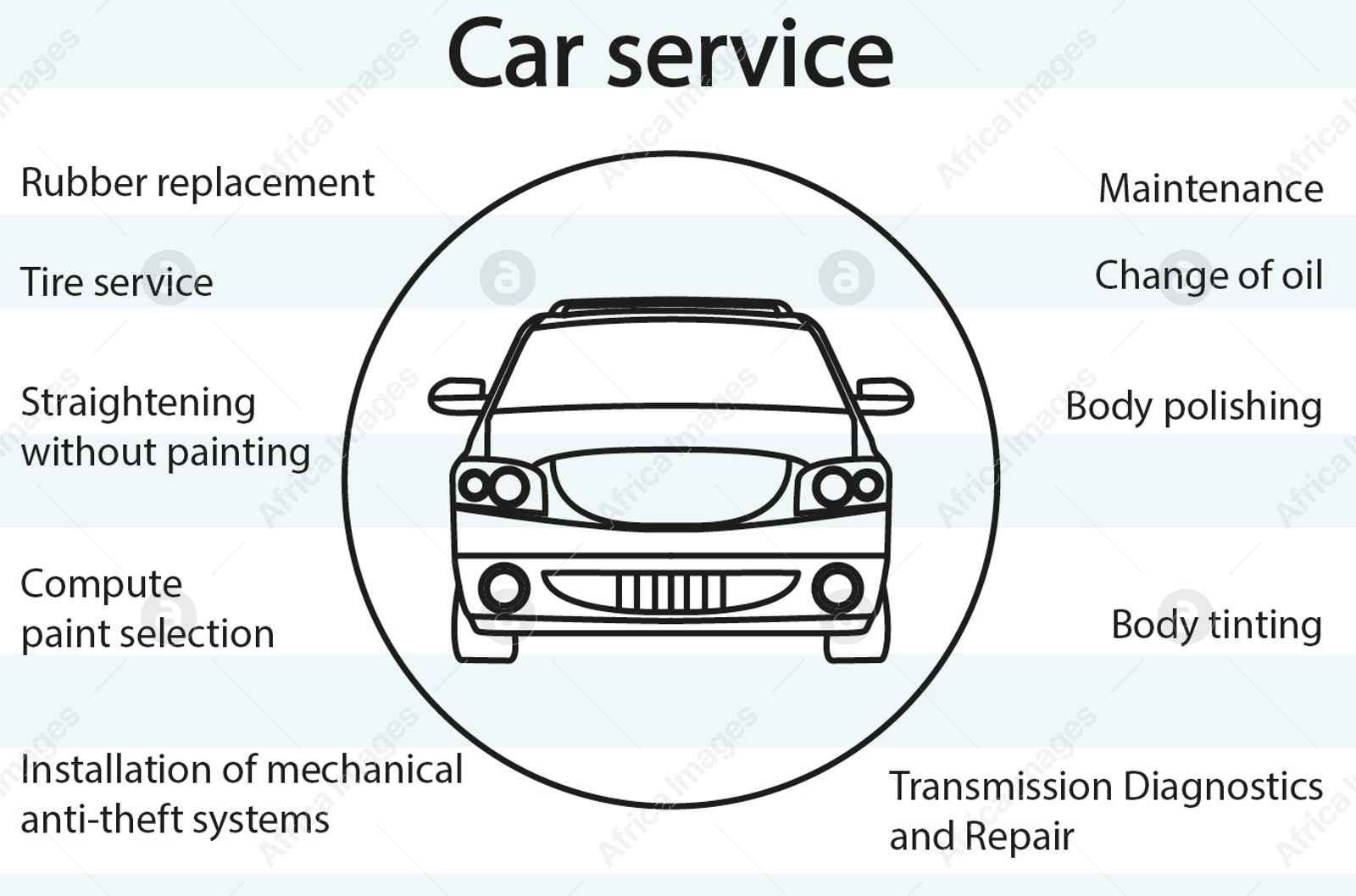 Illustration of  auto on white background. Car service logo