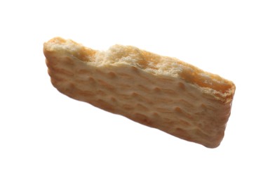 Piece of tasty cracker isolated on white