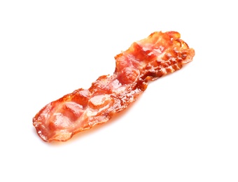 Fried bacon on white background