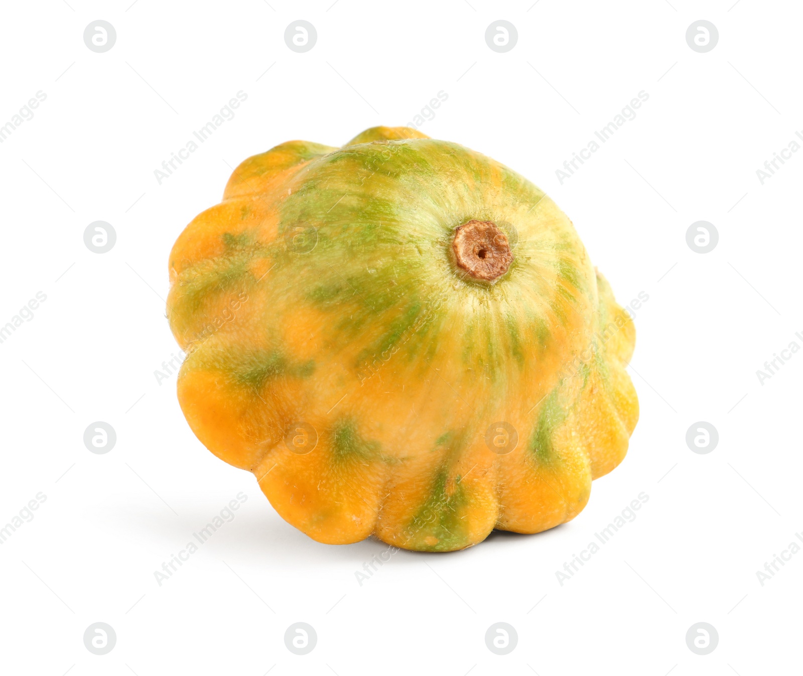 Photo of Fresh ripe yellow pattypan squash isolated on white