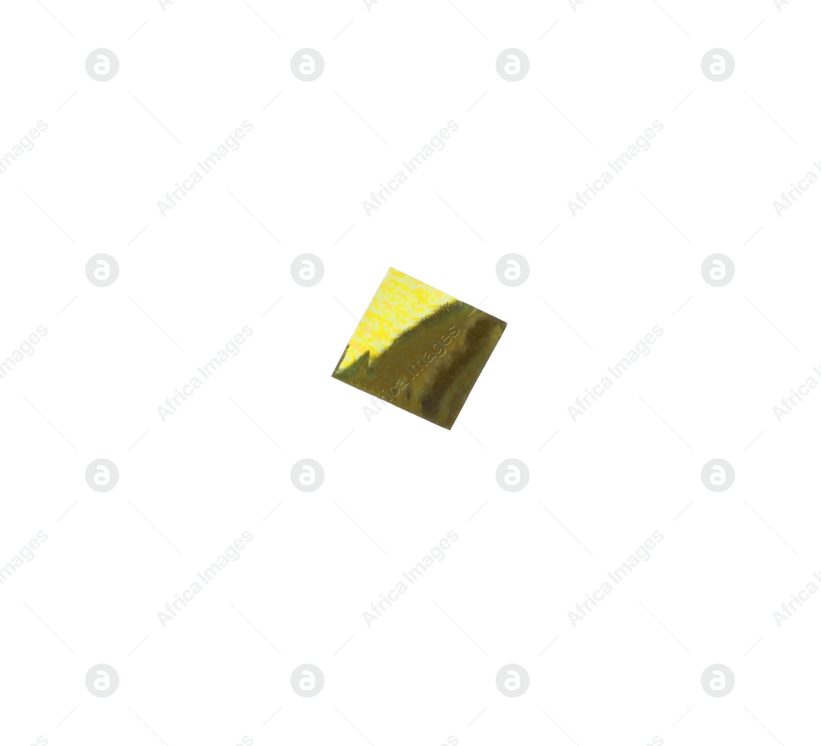 Photo of Piece of golden confetti isolated on white