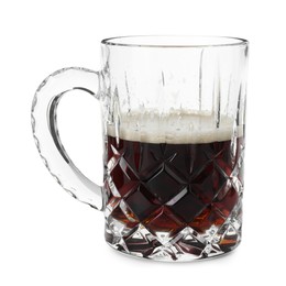 Photo of Half full mug of beer isolated on white