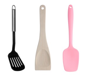 Image of Spatulas isolated on white, set. Cooking utensil