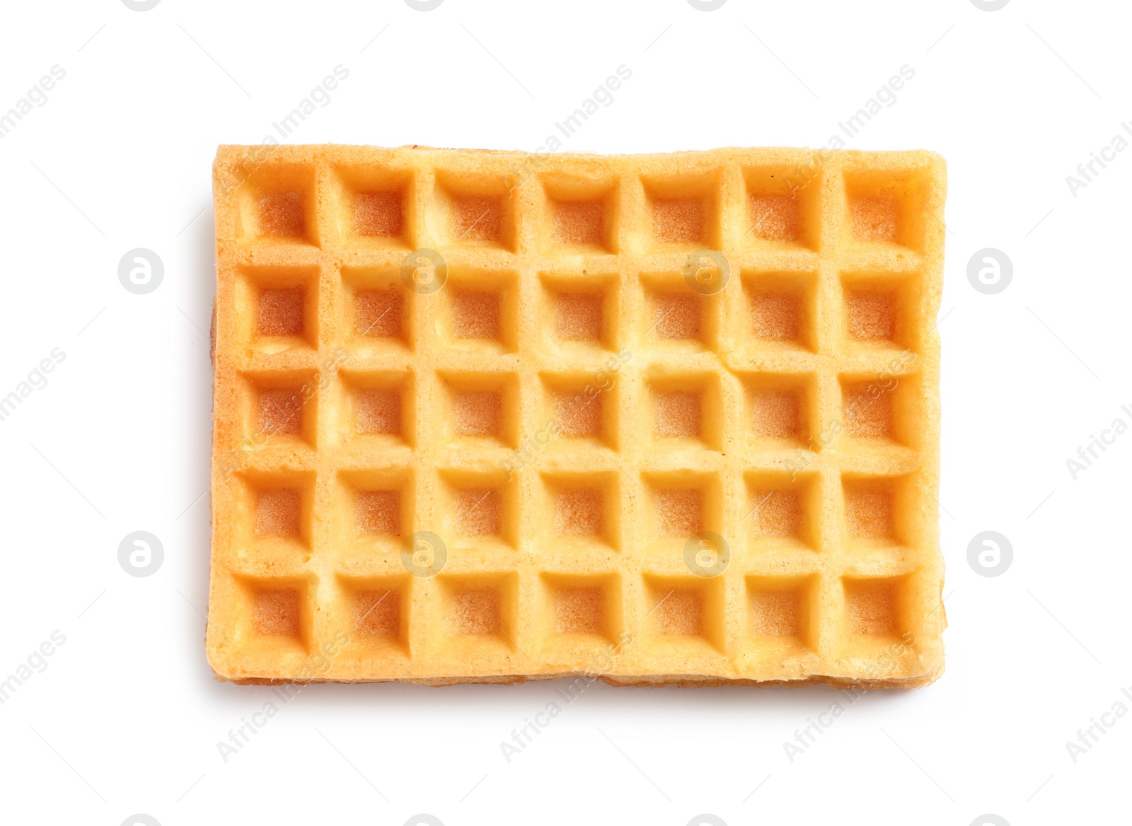 Photo of Delicious waffle for breakfast on white background