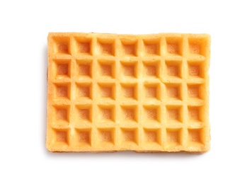 Photo of Delicious waffle for breakfast on white background