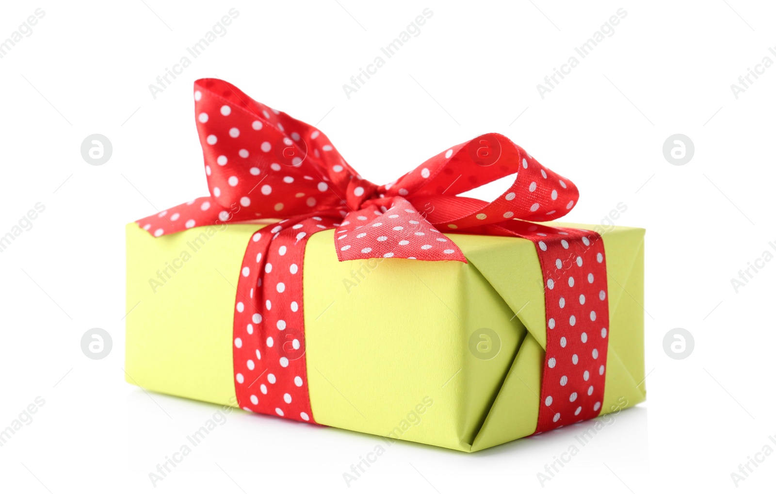 Photo of Gift box with ribbon on white background