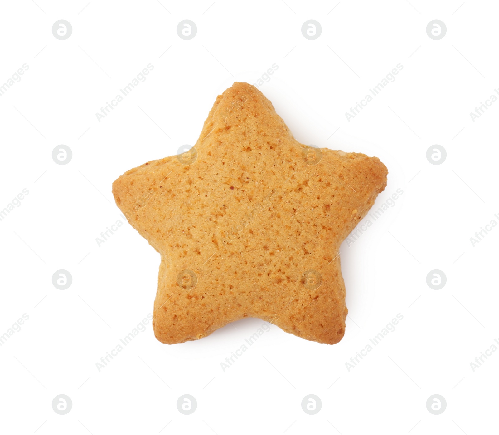 Photo of Tasty star shaped Christmas cookie isolated on white, top view
