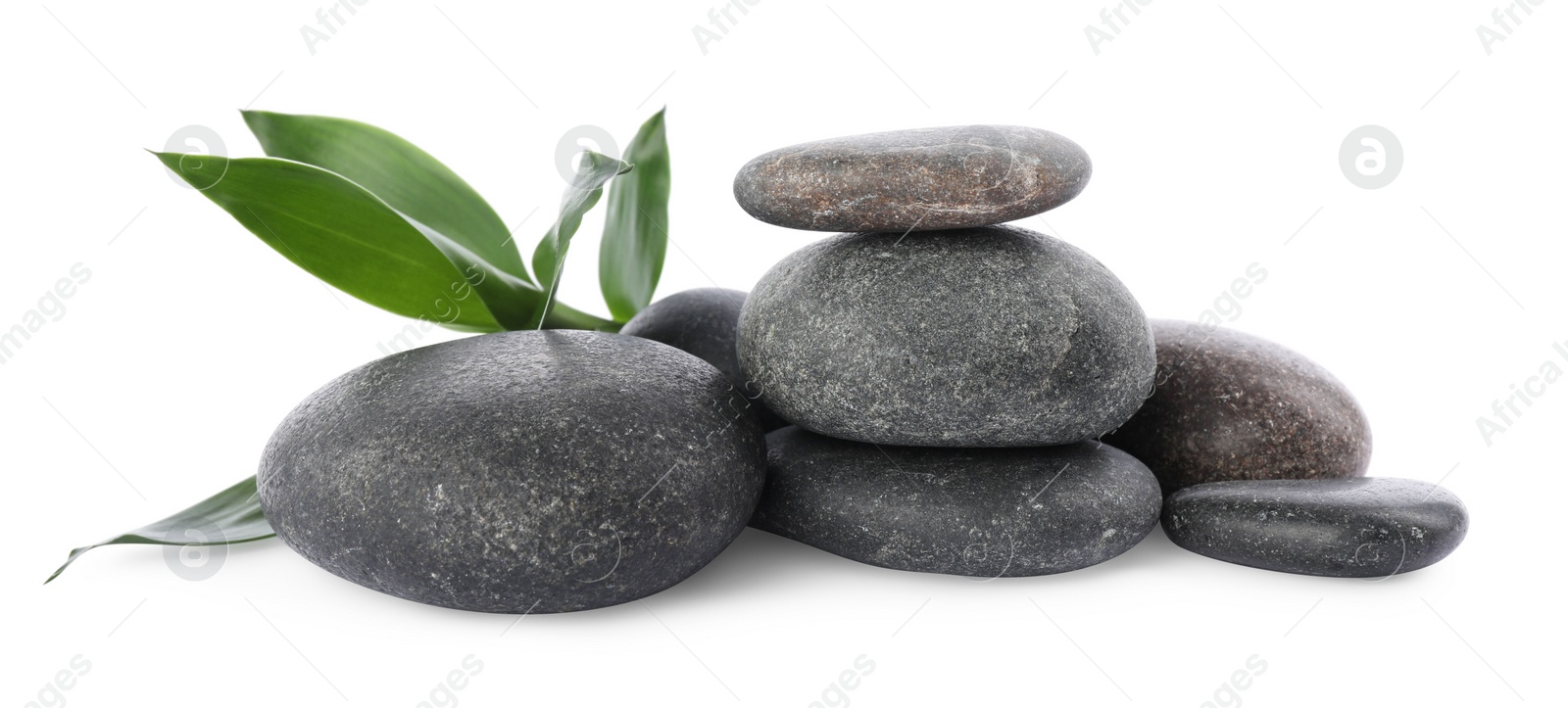 Photo of Spa stones and bamboo isolated on white