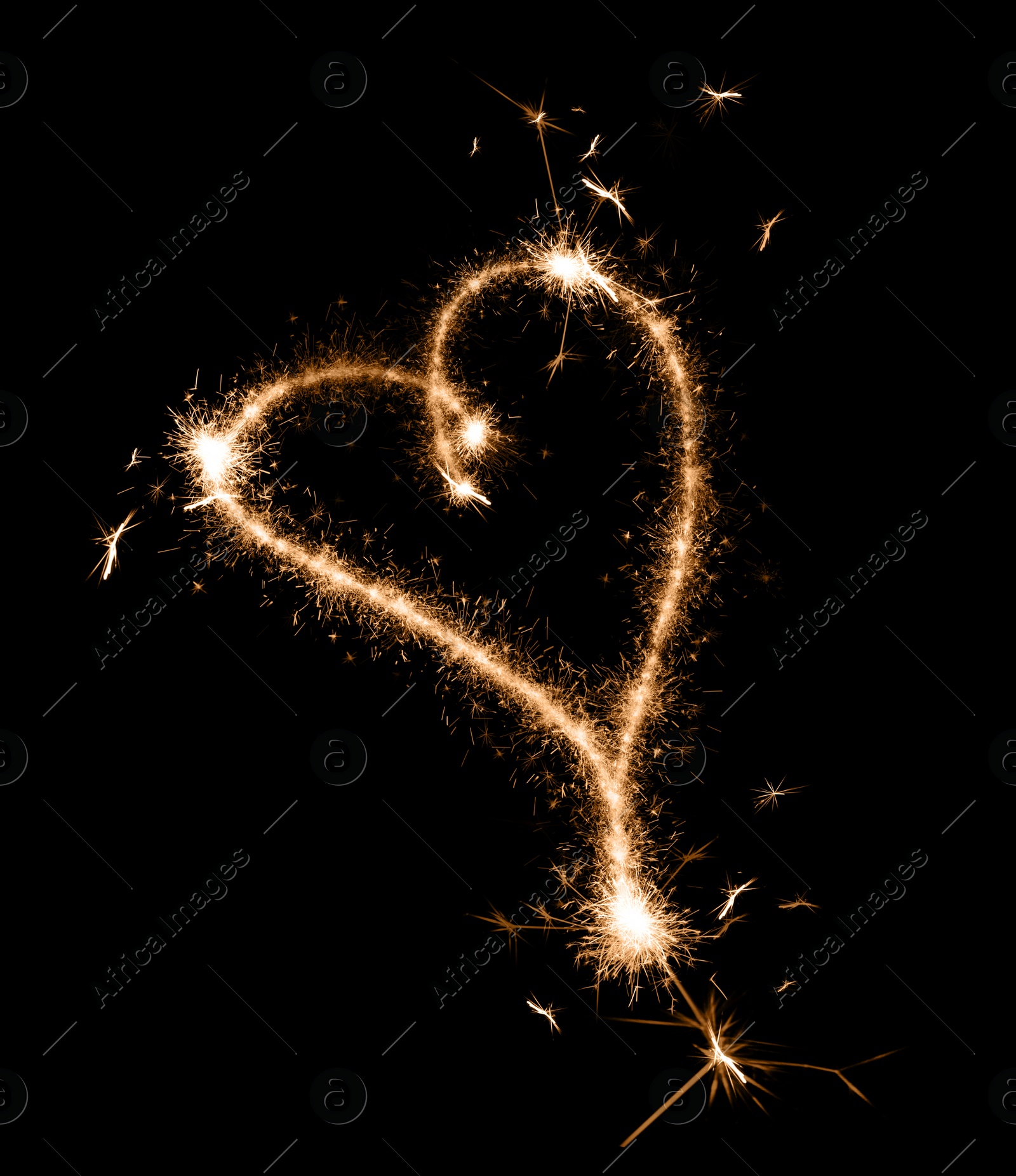 Image of Bright sparkling heart contour on black background 