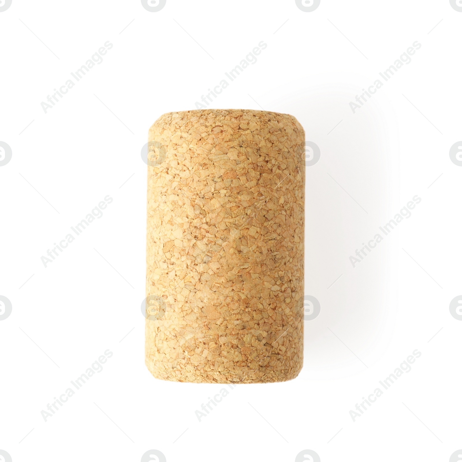 Photo of One wine cork isolated on white, top view. Bottle cap