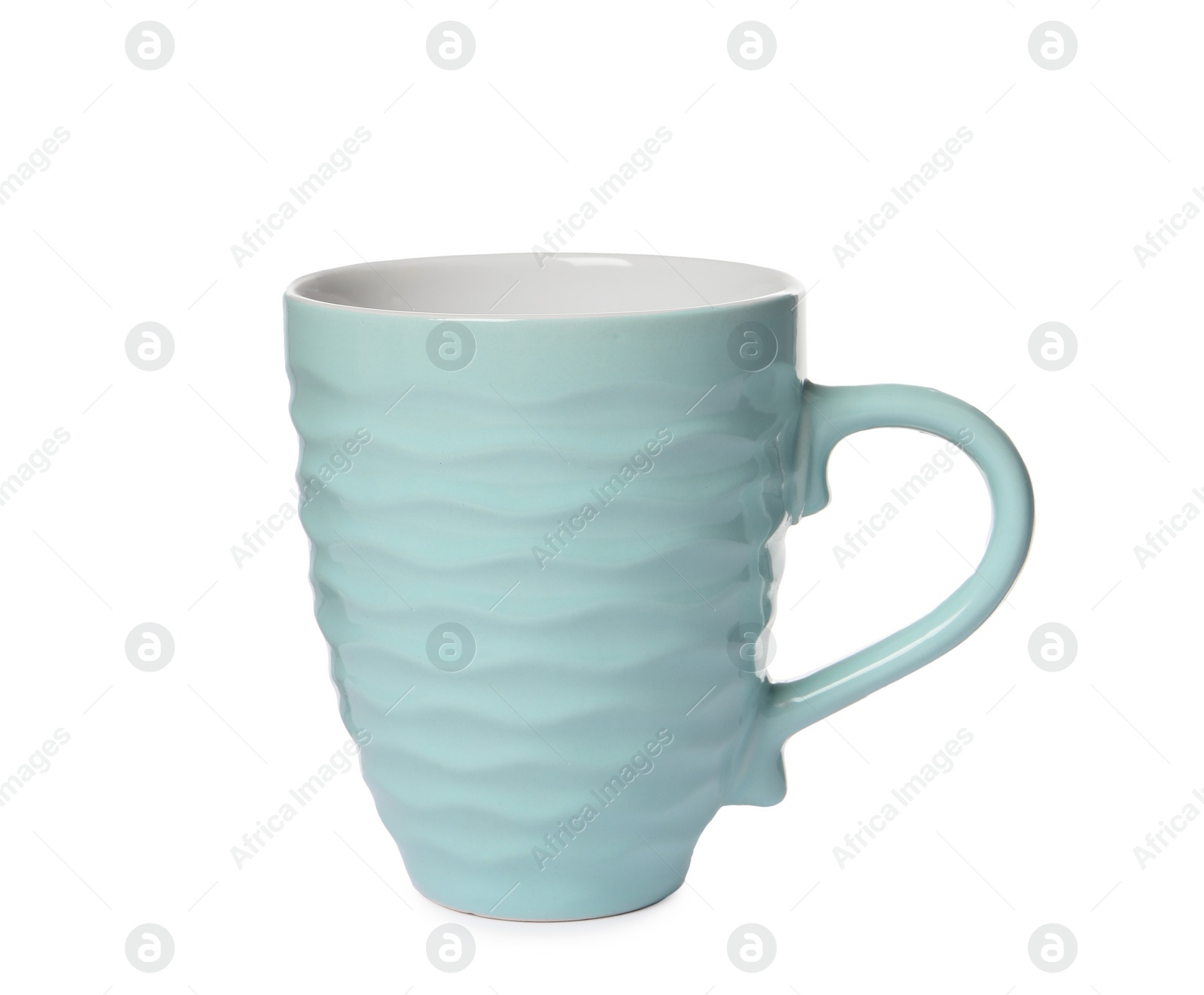 Photo of One beautiful ceramic cup isolated on white