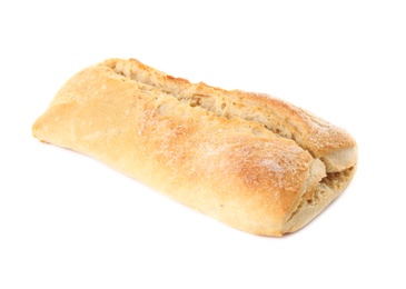 Photo of Tasty mini baguette isolated on white. Fresh bread