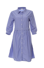 Photo of Beautiful striped shirt dress on white background