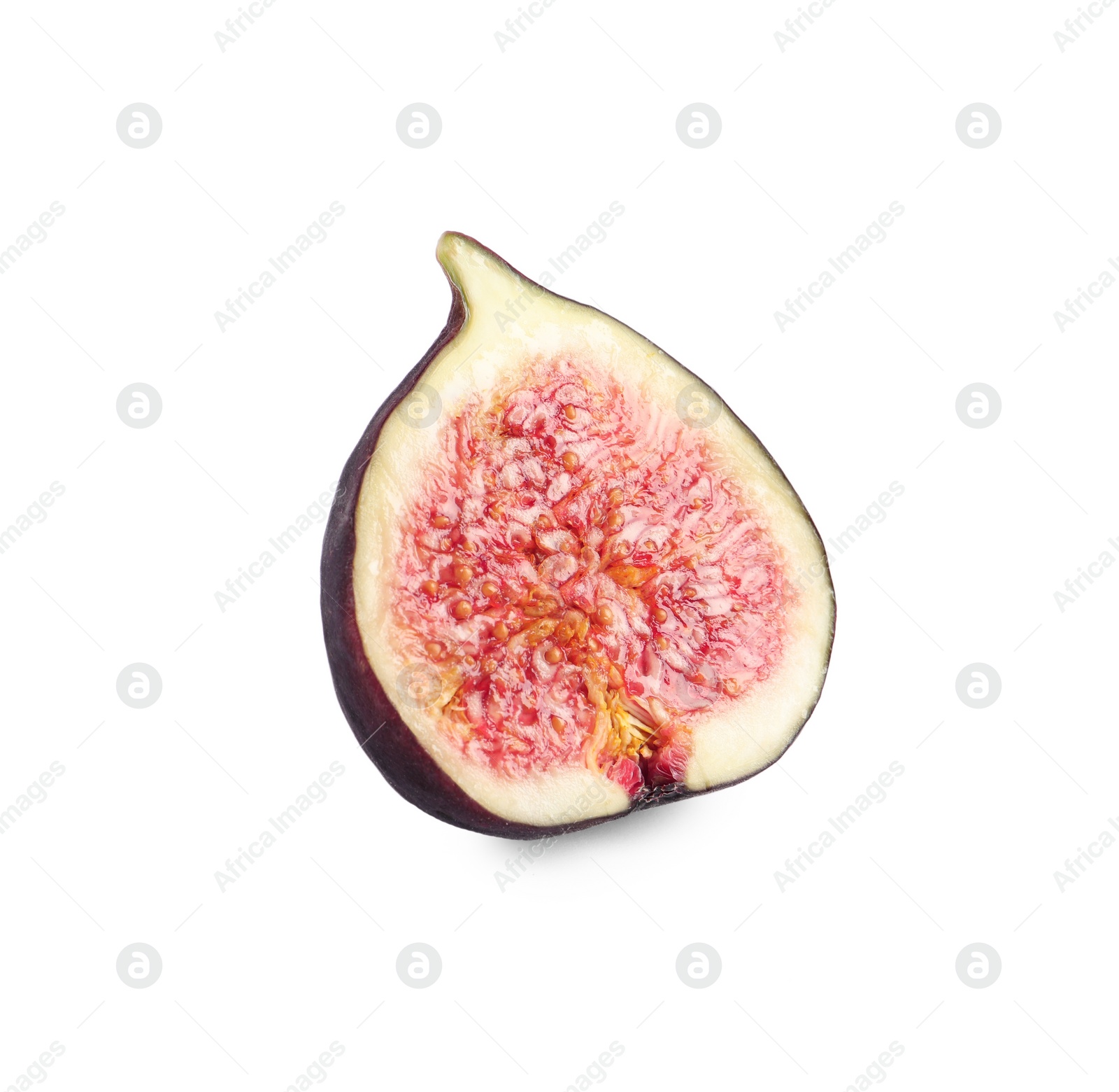 Photo of Half of ripe fresh fig isolated on white