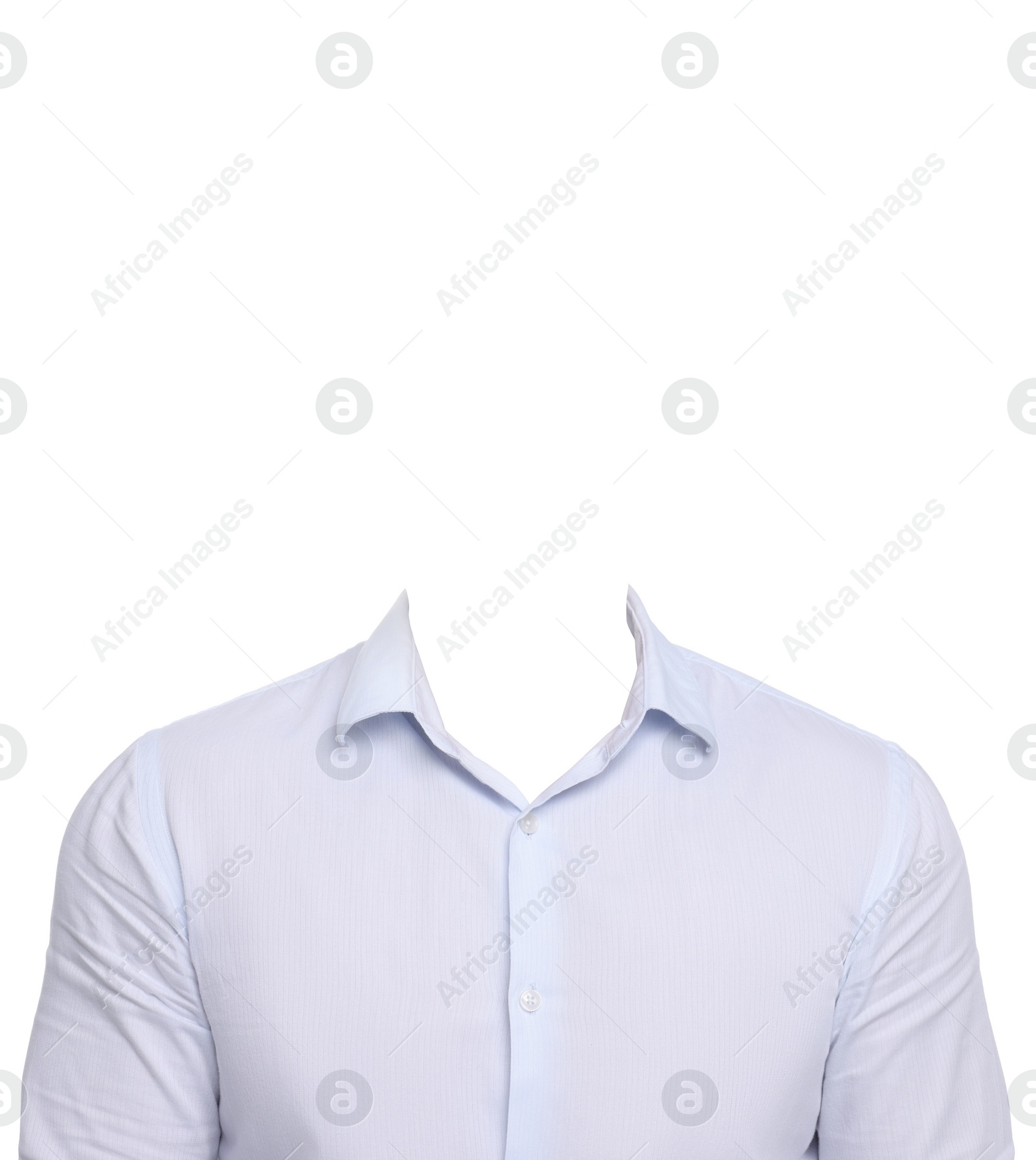 Image of Outfit replacement template for passport photo or other documents. Shirt isolated on white