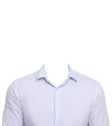 Outfit replacement template for passport photo or other documents. Shirt isolated on white