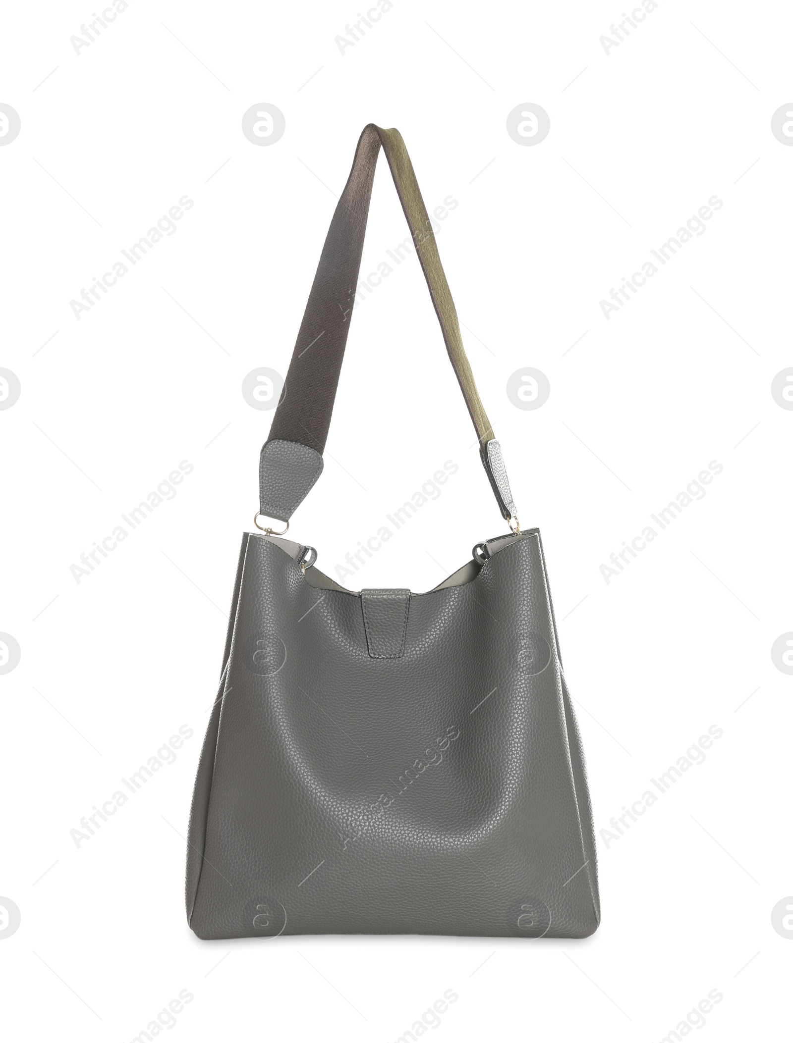 Photo of Stylish grey woman's bag isolated on white