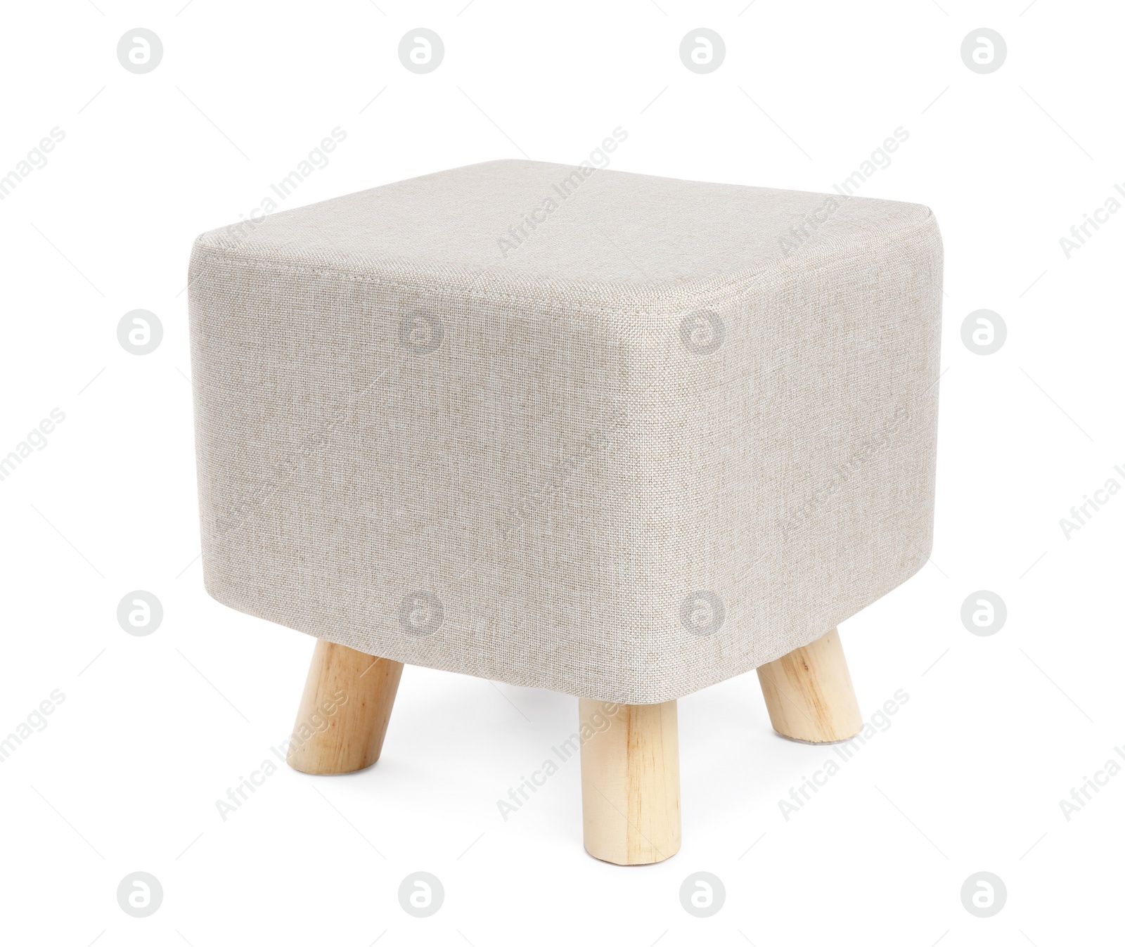 Photo of Stylish new beige ottoman isolated on white