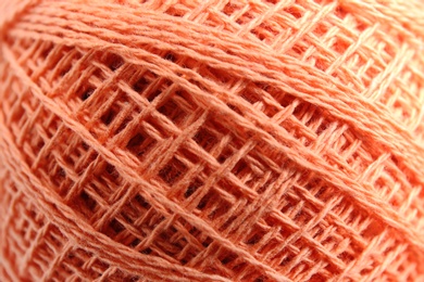 Photo of Clew of knitting threads as background, top view. Sewing stuff