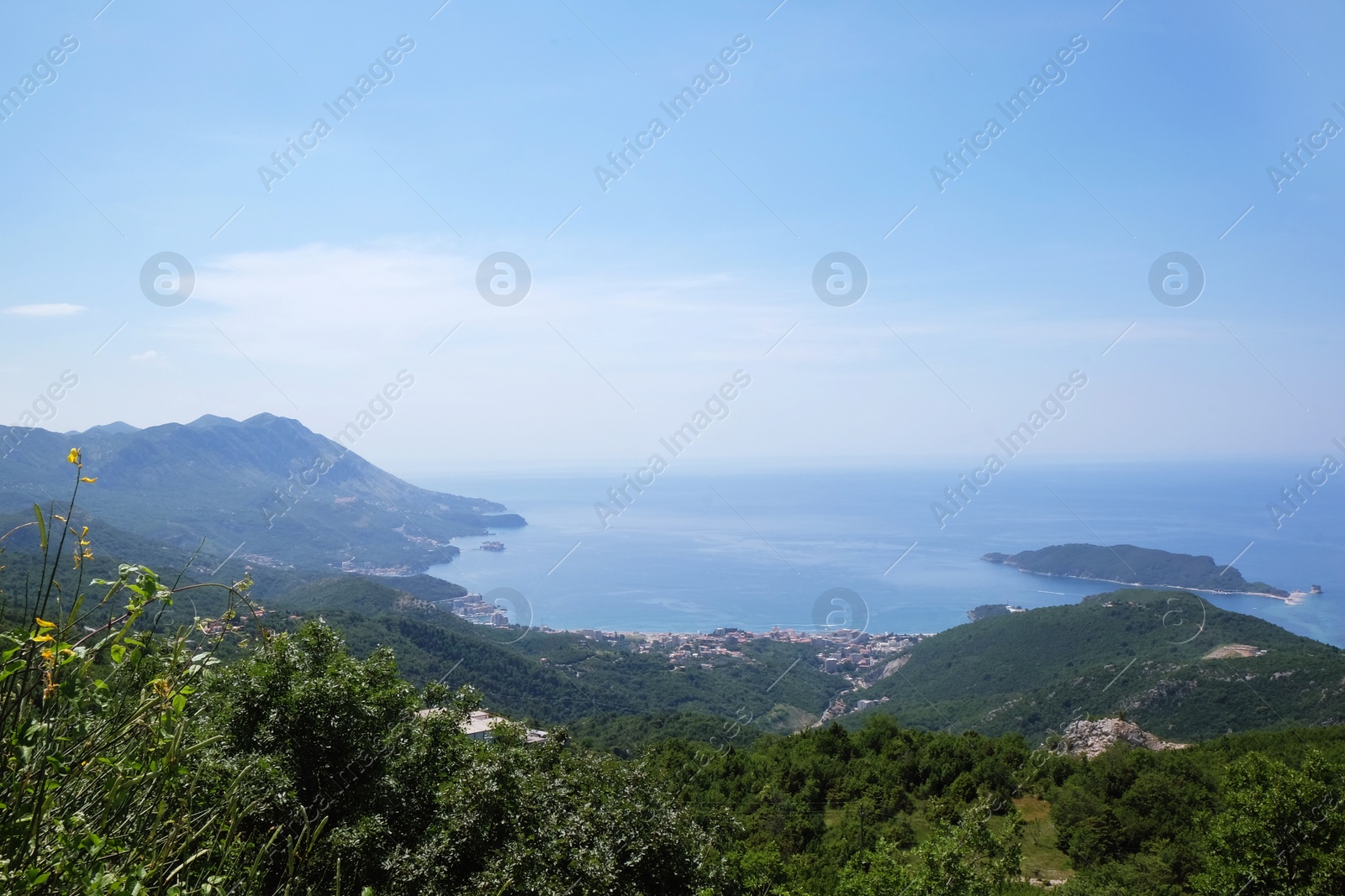 Photo of Picturesque view of beautiful mountains and sea on sunny day