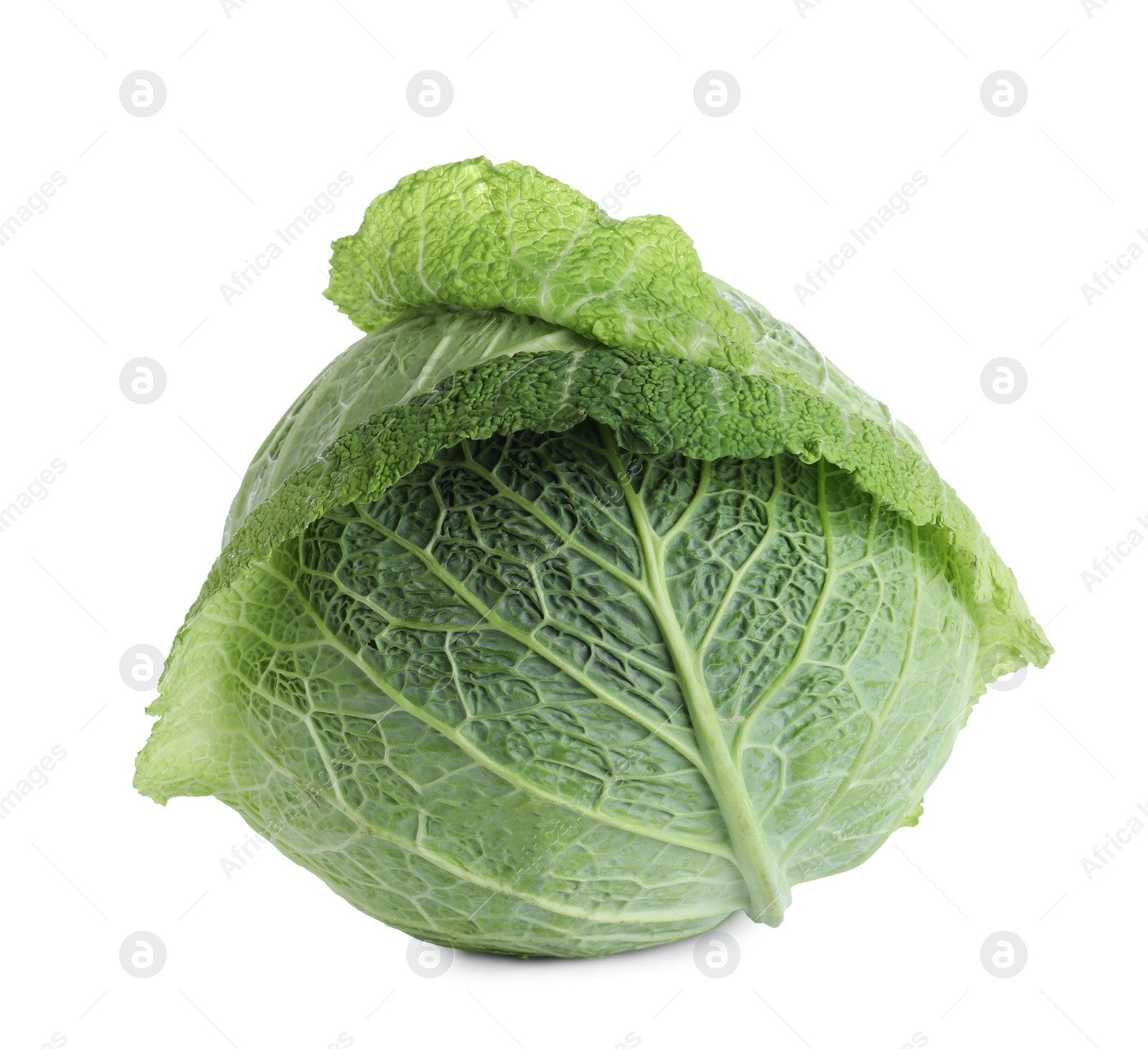 Photo of Fresh ripe savoy cabbage isolated on white