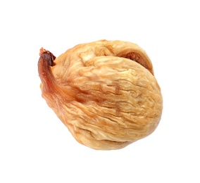 Photo of Tasty fig on white background. Dried fruit as healthy food
