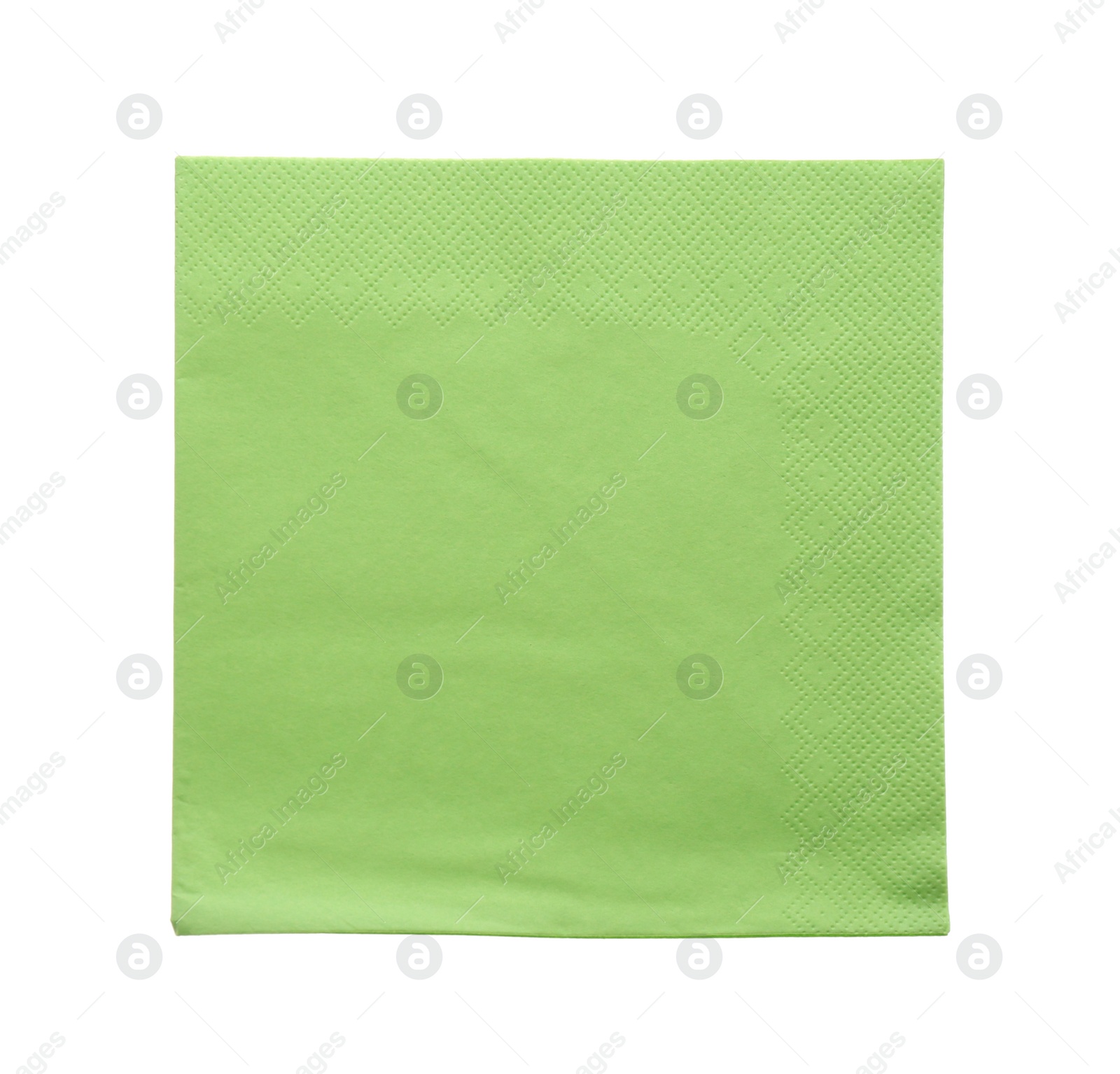 Photo of Green clean paper tissue isolated on white, top view