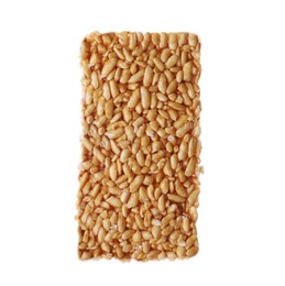 Photo of Puffed rice bar (kozinaki) on white background