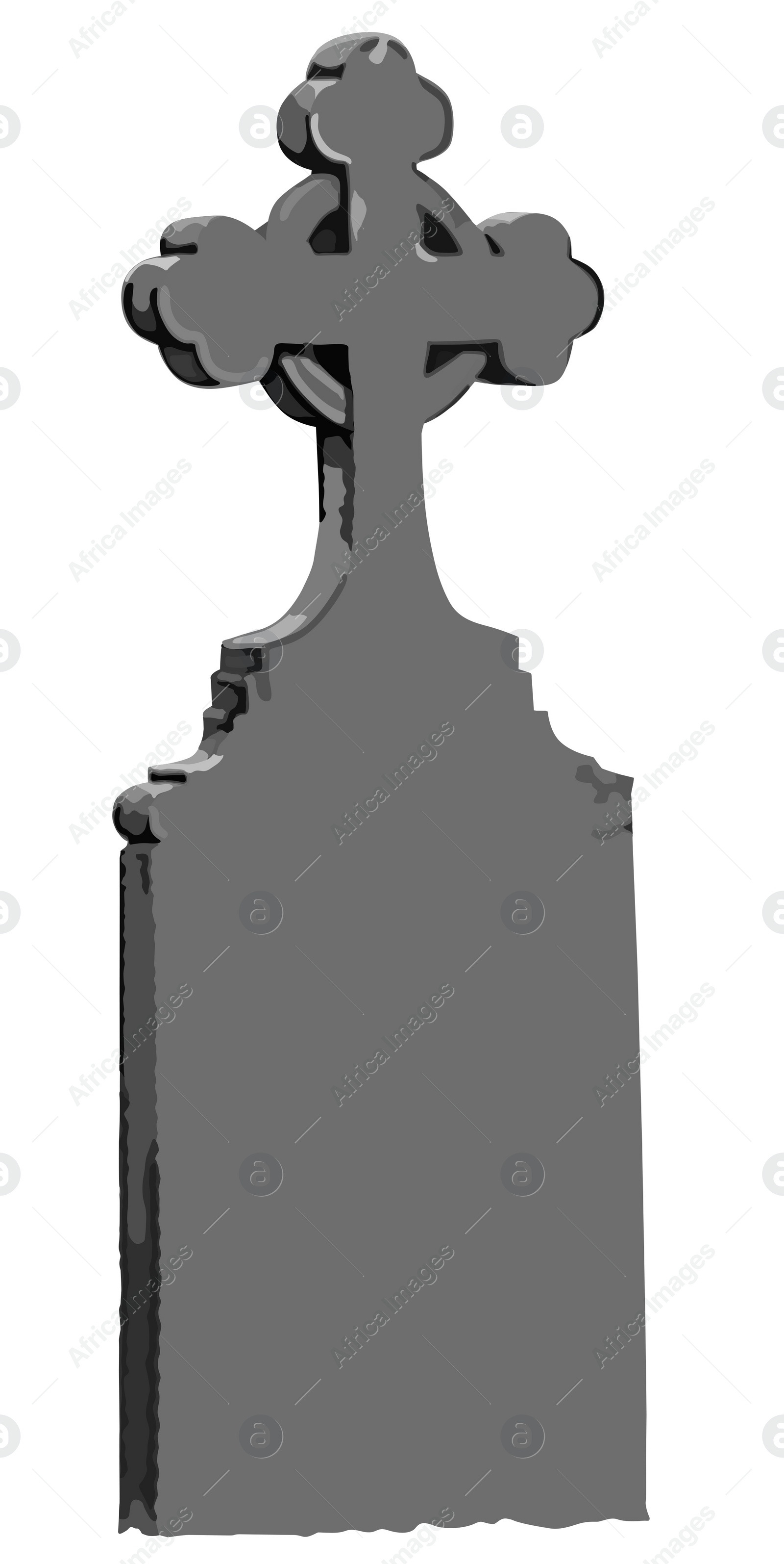 Image of Old creepy headstone illustration on white background