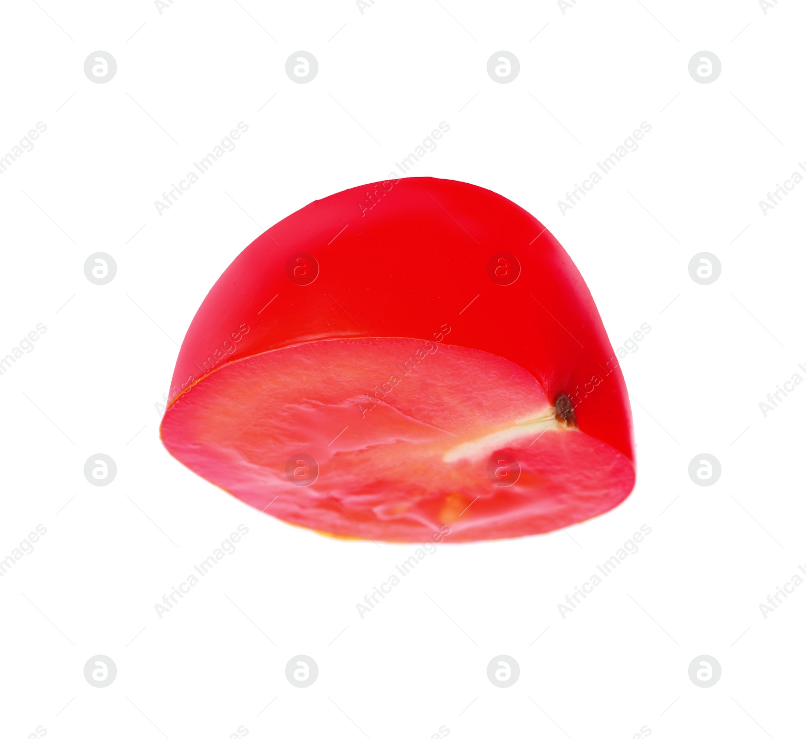 Photo of Cut red cherry tomato on white background