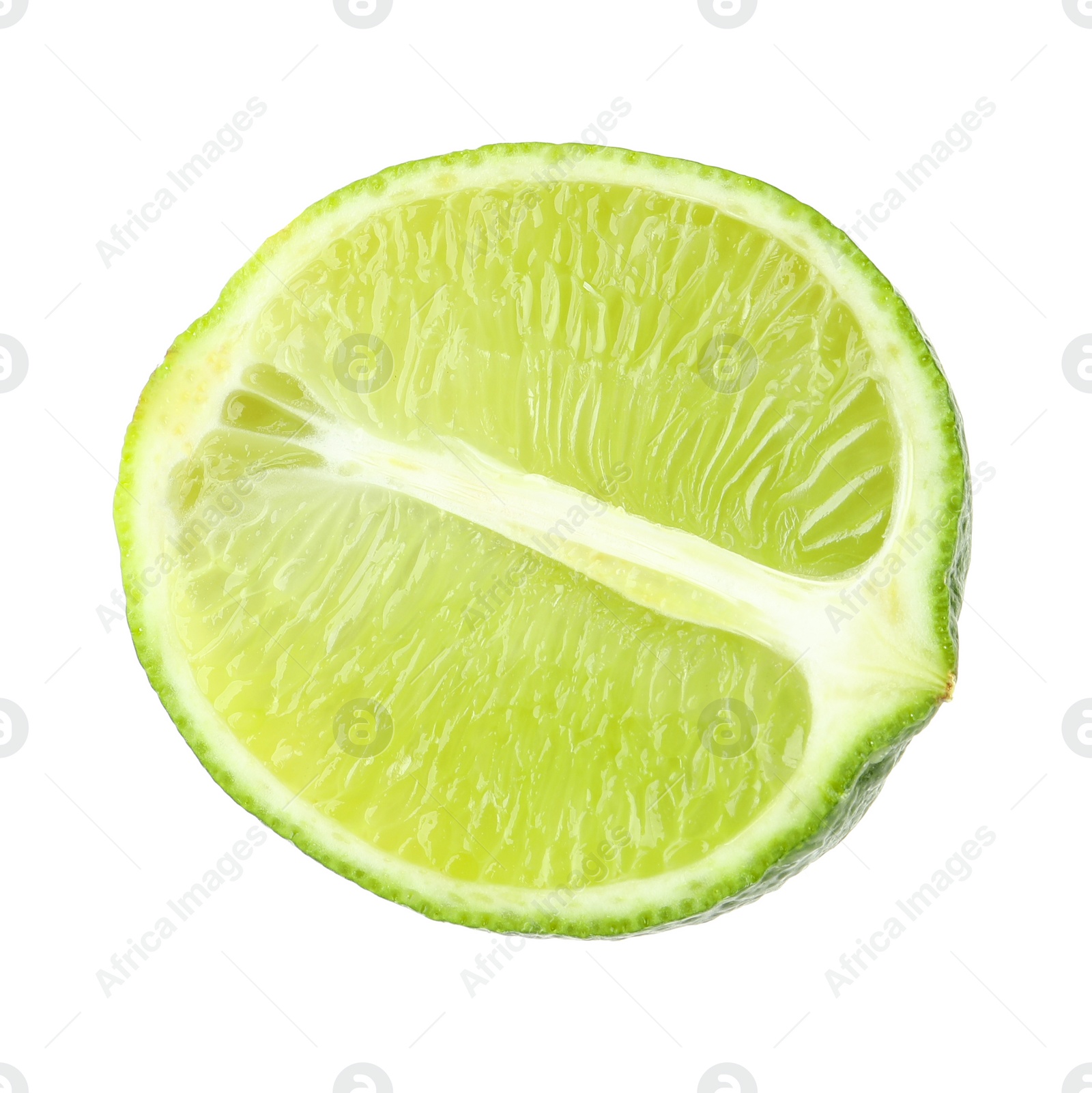 Photo of Half of fresh green ripe lime isolated on white