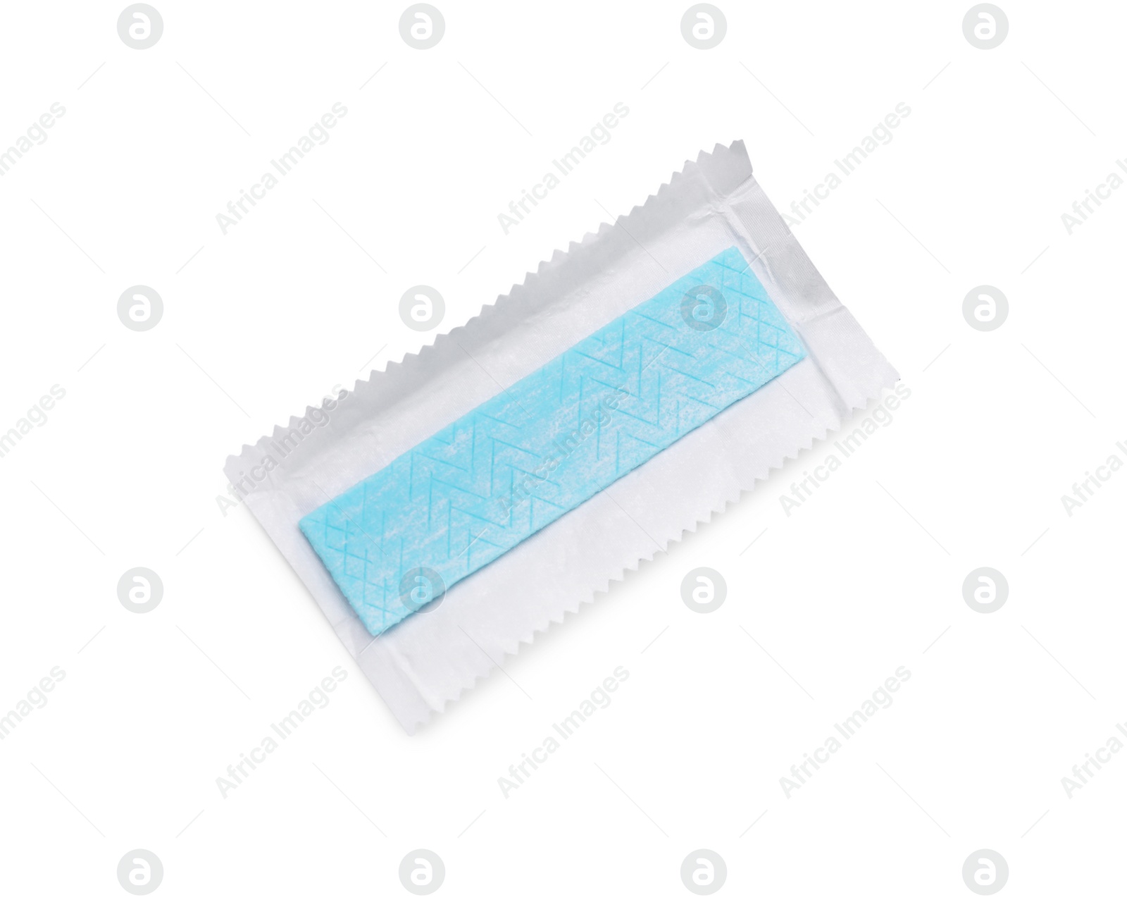 Photo of Unwrapped stick of chewing gum isolated on white, top view