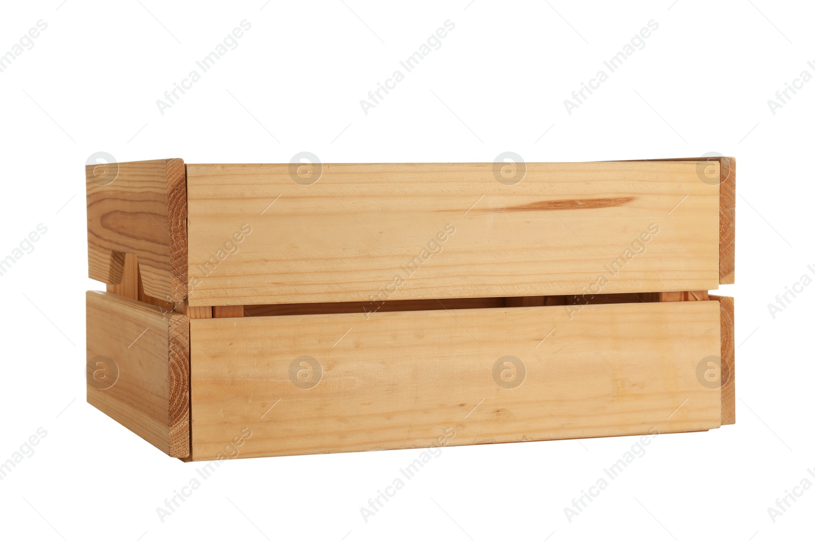 Photo of Wooden crate on white background. Shipping container