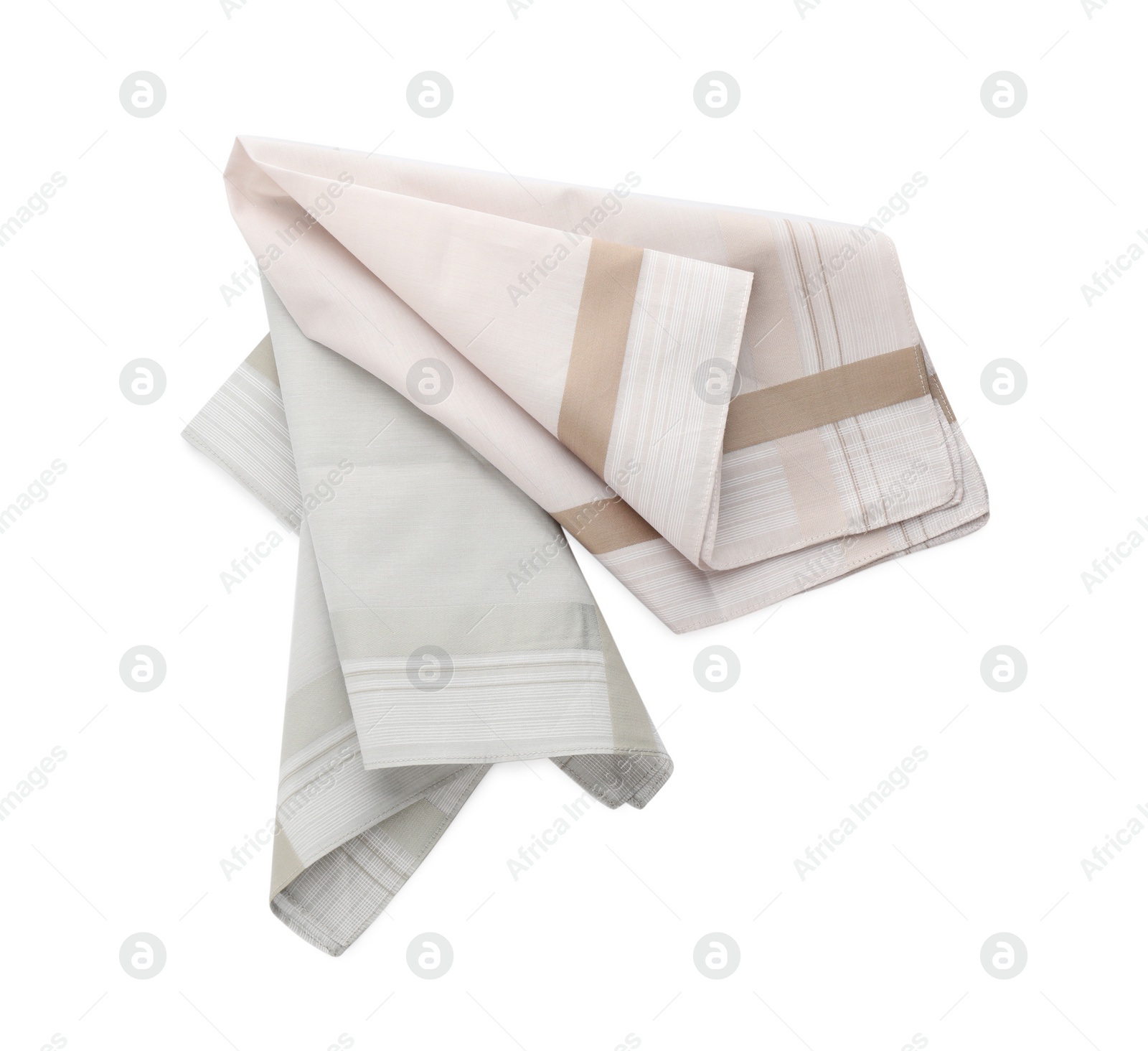 Photo of Stylish handkerchiefs isolated on white, top view