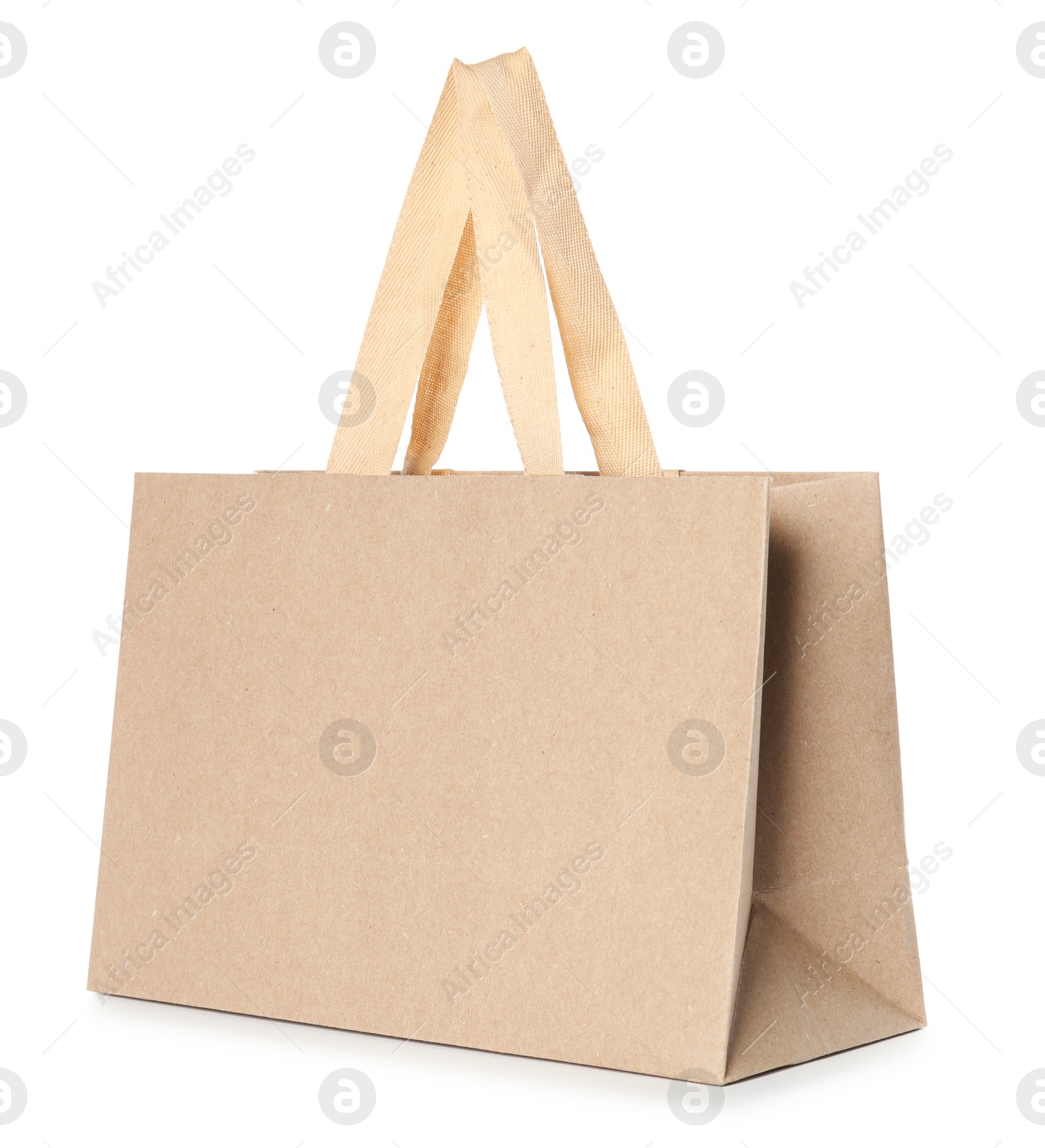 Photo of Paper shopping bag isolated on white. Mock up for design