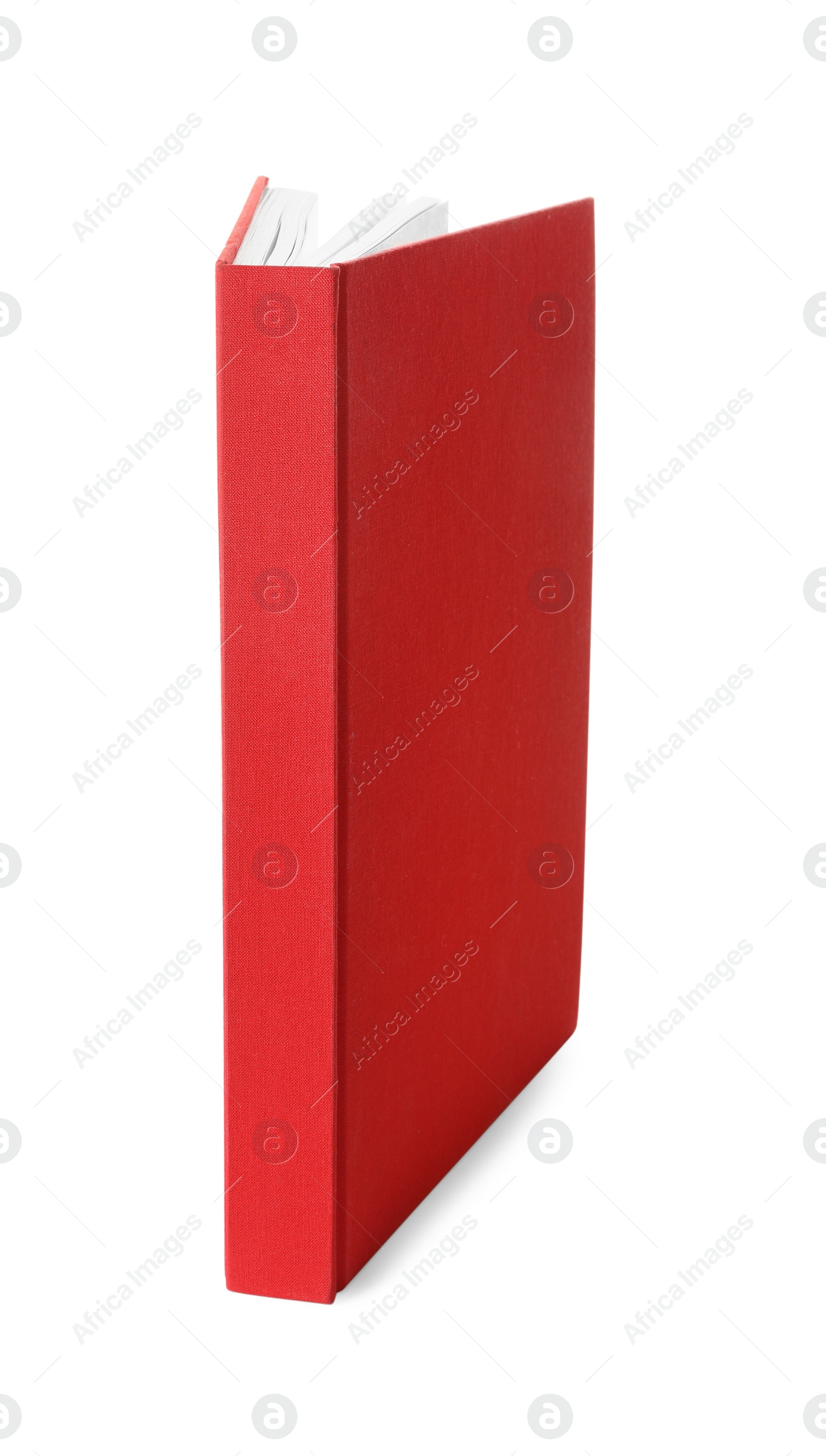 Photo of Book with red cover on white background