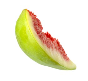 Slice of fresh green fig isolated on white
