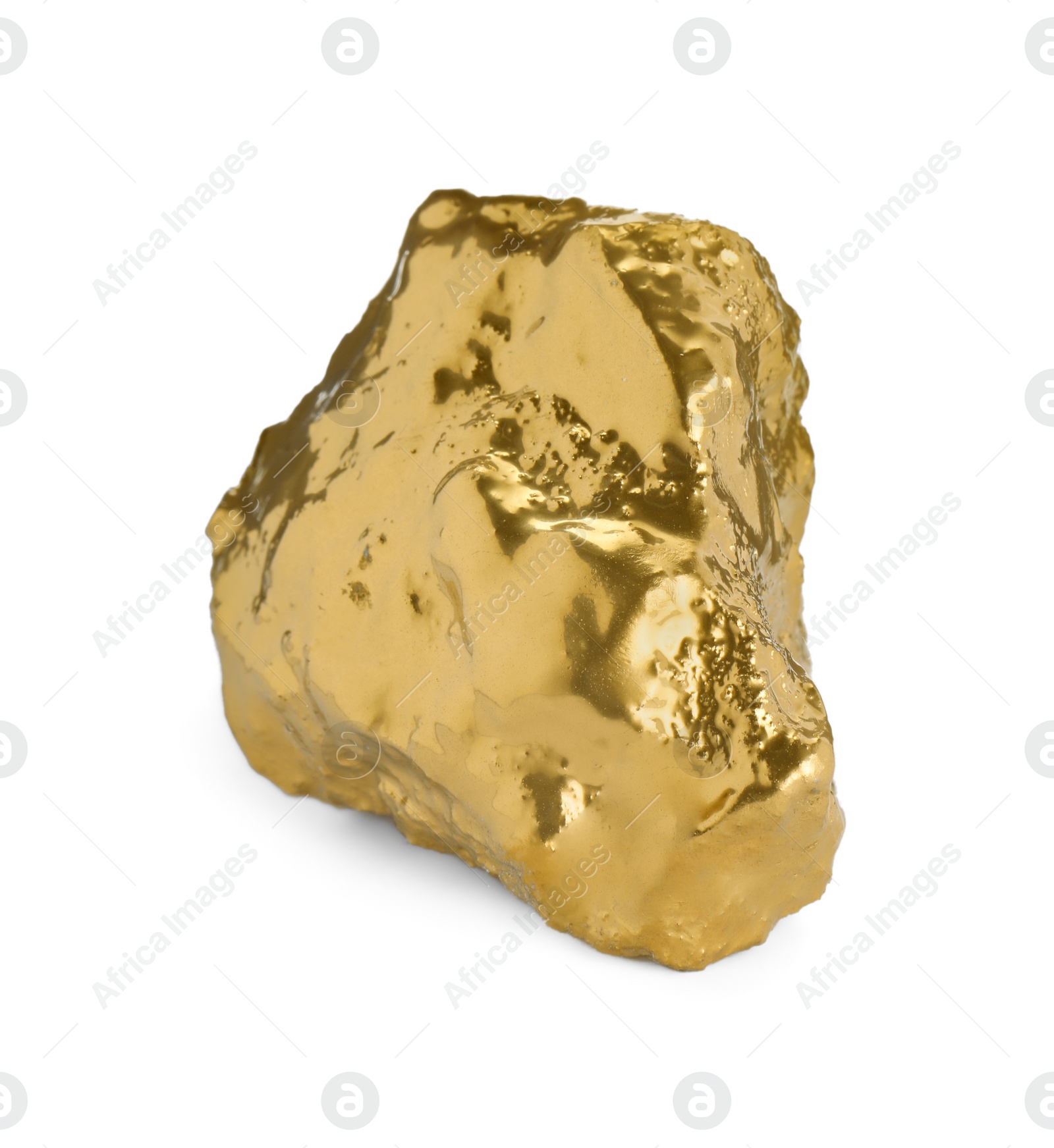 Photo of One beautiful gold nugget on white background