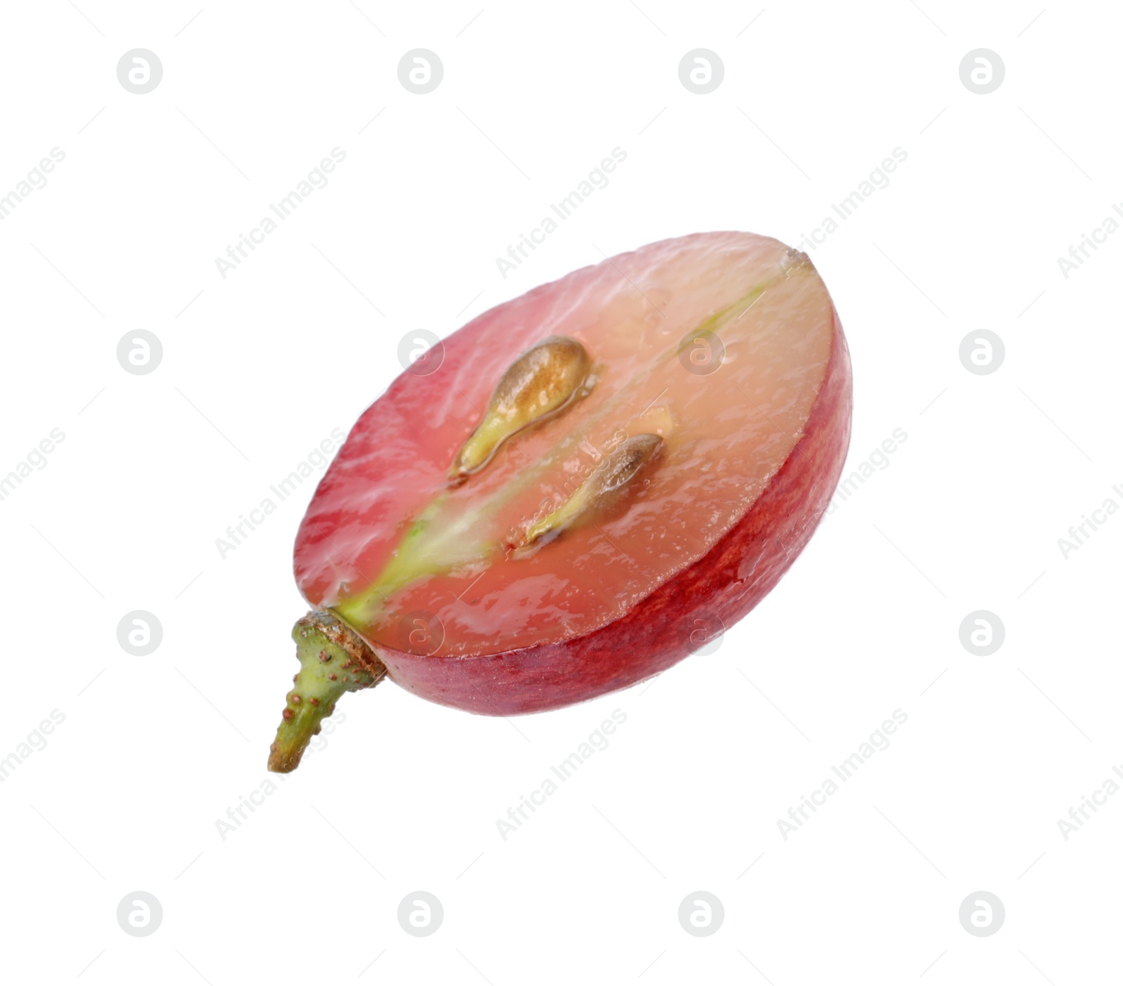 Photo of Half of ripe red grape isolated on white